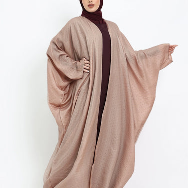 Mocha - Diamante Organza Open Abaya