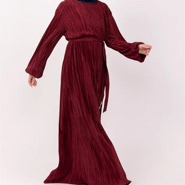 Maroon Plisse Abaya