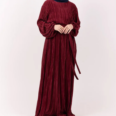 Maroon Plisse Abaya