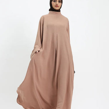 Camel Pleat Plain Abaya