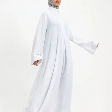 White Pleat Plain Abaya