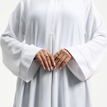White Pleat Plain Abaya