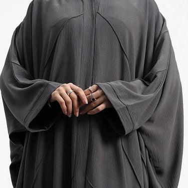 Grey Crepe Open Batwing Abaya