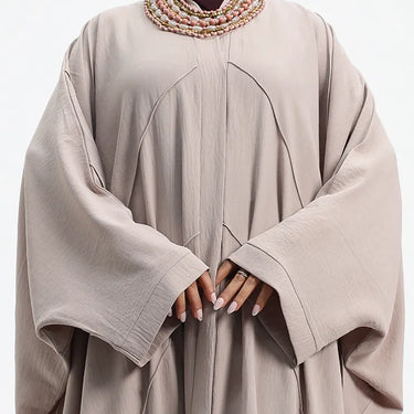 Beige Crepe Open Batwing Abaya