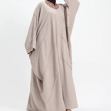 Beige Crepe Open Batwing Abaya