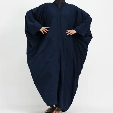 Navy Crepe Open Batwing Abaya