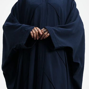 Navy Crepe Open Batwing Abaya