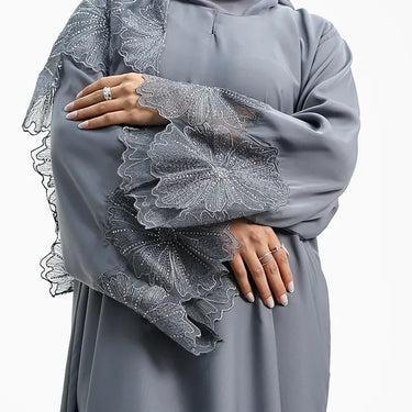 Grey Heyam Lace Abaya