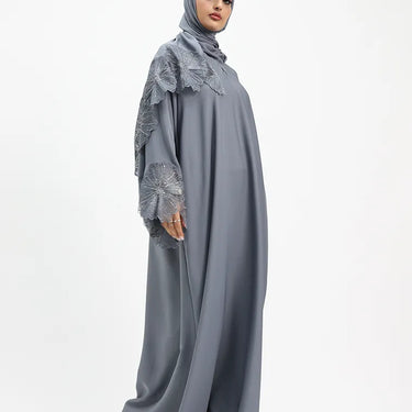 Grey Heyam Lace Abaya
