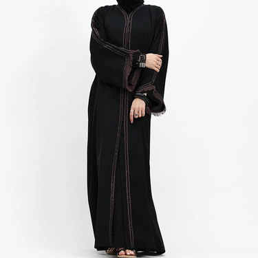 Black & Mauve Mona Open Abaya