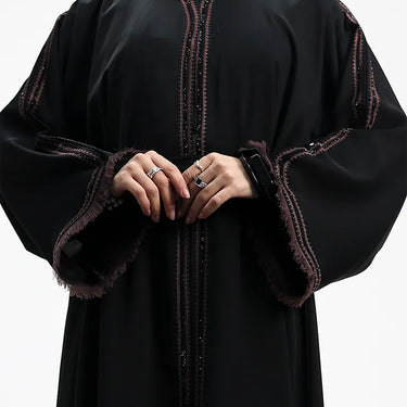 Black & Mauve Mona Open Abaya