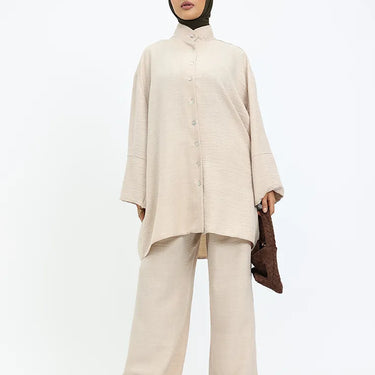Beige Linen Feel Casual Co Ord