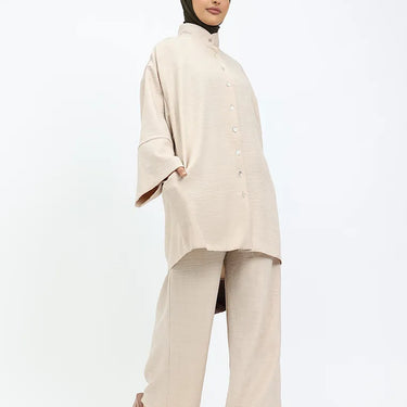Beige Linen Feel Casual Co Ord