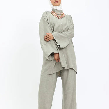 Khaki Linen Feel Casual Co Ord