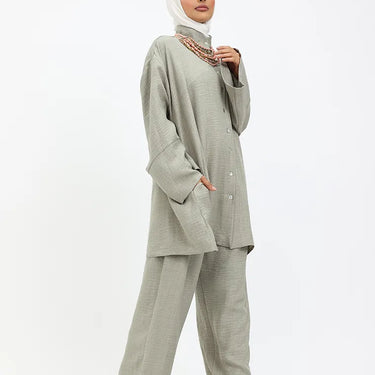 Khaki Linen Feel Casual Co Ord