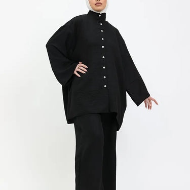 Black Linen Feel Casual Co Ord