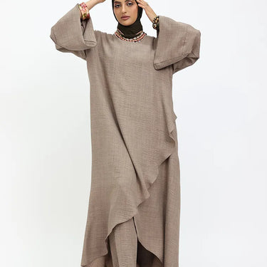 Mocha Linen Feel Wrap Co Ord Set