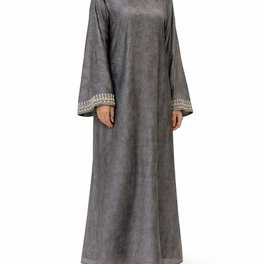 Grey Iridescent Hand Embellished Batwing Abaya