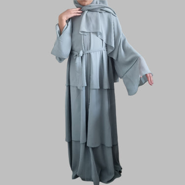 Girls Chiffon Layered Abaya - Blue