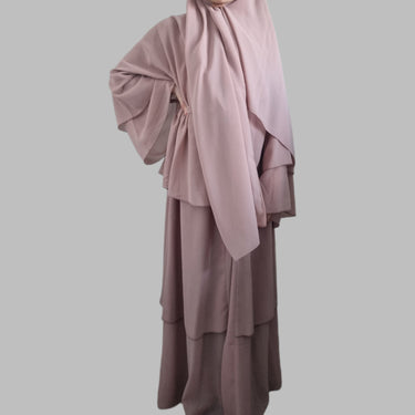 Girls Chiffon Layered Abaya - Pink