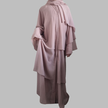 Girls Chiffon Layered Abaya - Pink