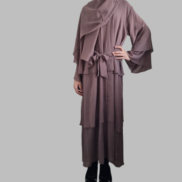 Girls Chiffon Layered Abaya - Mauve