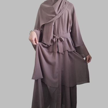 Girls Chiffon Layered Abaya - Mauve