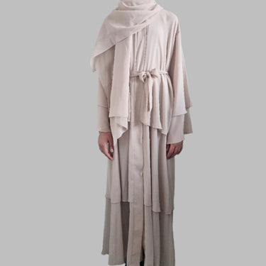 Girls Chiffon Layered Abaya - Beige