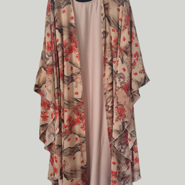Premium Printed Chiffon Farasha - Beige