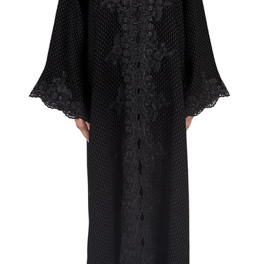 Elegant Self Textured Embroidered Lace & Stone Work Abaya