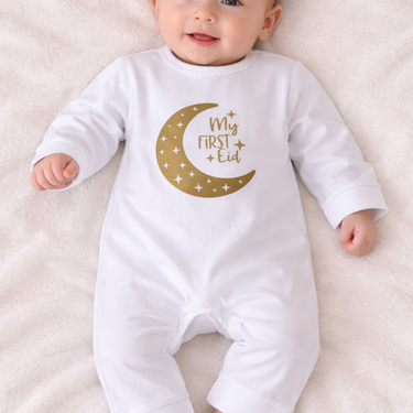 White Baby My First Eid Romper 100% Cotton