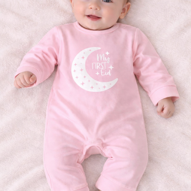 Pink Baby My First Eid Romper 100% Cotton