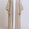 Beige Amara French Contrast Seam Abaya