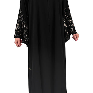 Black Premium Korean Nida Embroidered and Embellished Abaya