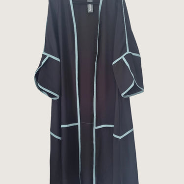 Black Tulip Sleeves French Contrast Seam Abaya