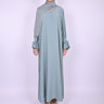 Blue Turkish Style Abaya With Frill Cuffs