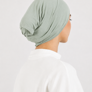 Sage Single Stitched Modal Hijab & Cap Set