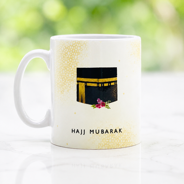 Hajj Mubarak Kaaba Floral Mug