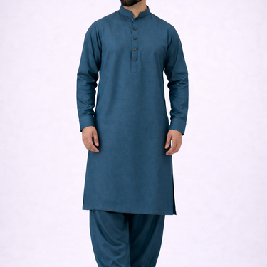 Teal - Men's Exclusive Shalwar Kameez Premium Blend Regular Fit