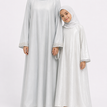 Silver Iridescent Hand Embellished Batwing Abaya