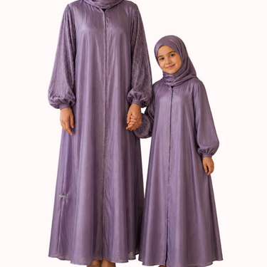 Lavender Organza Embellished Abaya