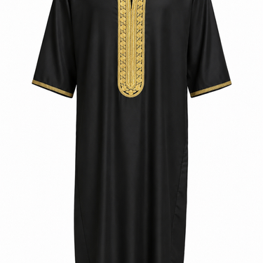 Black Gold Moroccan Zip Thobe