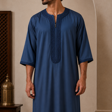 Navy Moroccan Zip Thobe