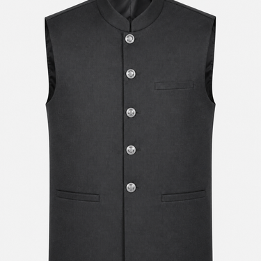 Black Heritage Textured Waistcoat
