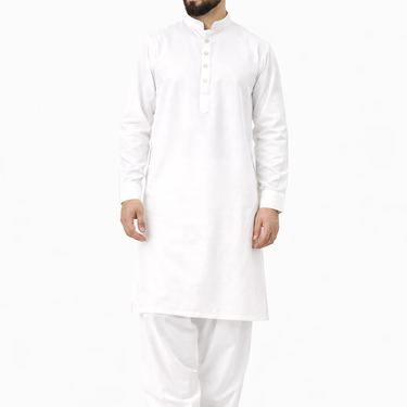 White - Men's Exclusive Shalwar Kameez Premium Blend Regular Fit