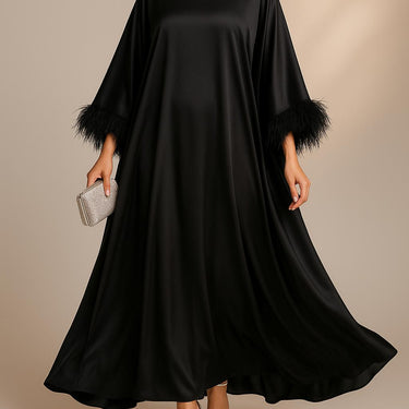 Classic Black Fairytale Feather Abaya