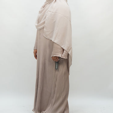 Girls Pleated Batwing Abaya - Beige