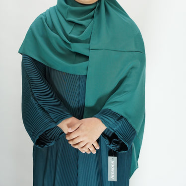 Girls Pleated Batwing Abaya - Teal