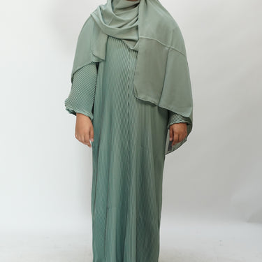 Girls Pleated Batwing Abaya - Mint