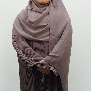 Girls Pleated Batwing Abaya - Mauve